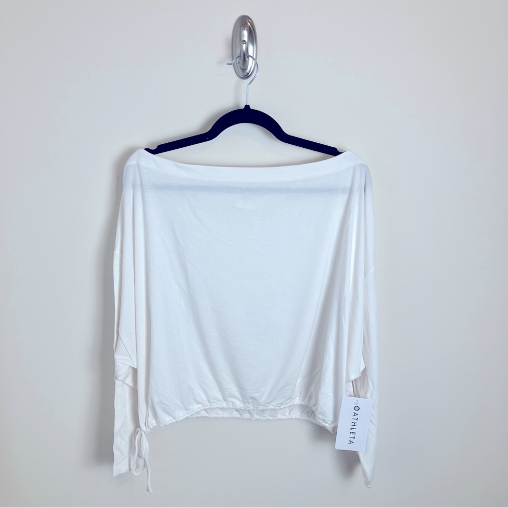 NWT Athleta Cool Down Top in Magnolia White Extra Large Tall Shirt - Picture 2 of 9